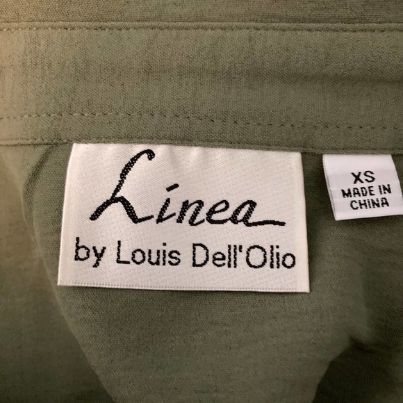 Linea By Louis Dell'Olio Shirt Womens Sz XS‎ Olive Knit Pocket Button Up Blouse - Picture 7 of 11